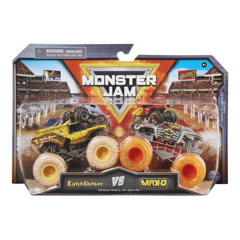 Monster Jam, Official EarthShaker Vs. Max-D Die-Cast Monster Trucks, 1:64 Scale