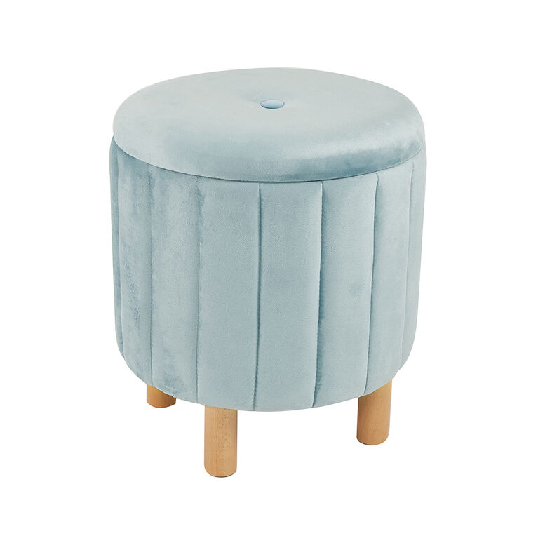 Kvell 15" Round Storage Ottoman Blue