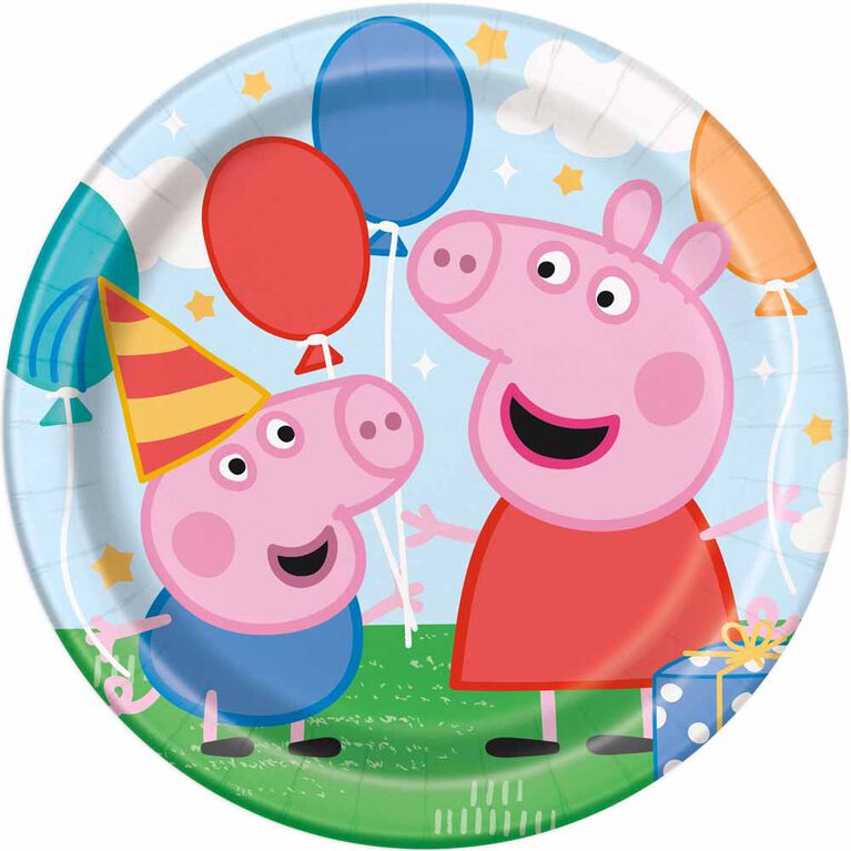 Peppa Pig  9"  Plates, 8 pieces