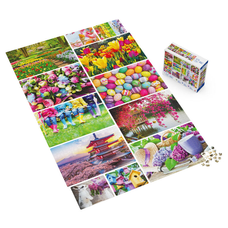 Family 12-Pack of Jigsaw Puzzles for Adults and Kids, Colorful