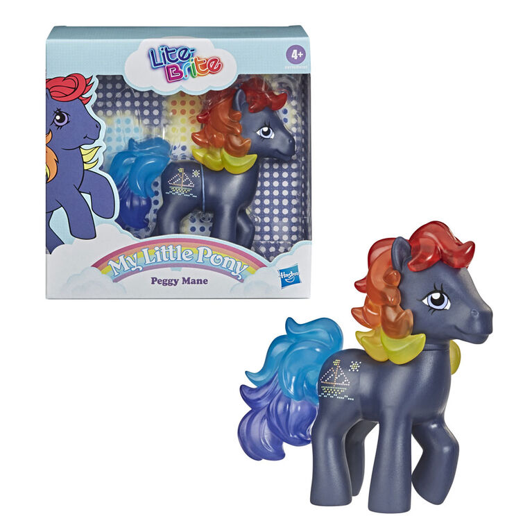 My Little Pony Retro Lite-Brite Mashup Peggy Mane - 80s-Inspired My Little Pony Collectible Figure with Retro Styling - 4.5-Inch Toy - R Exclusive