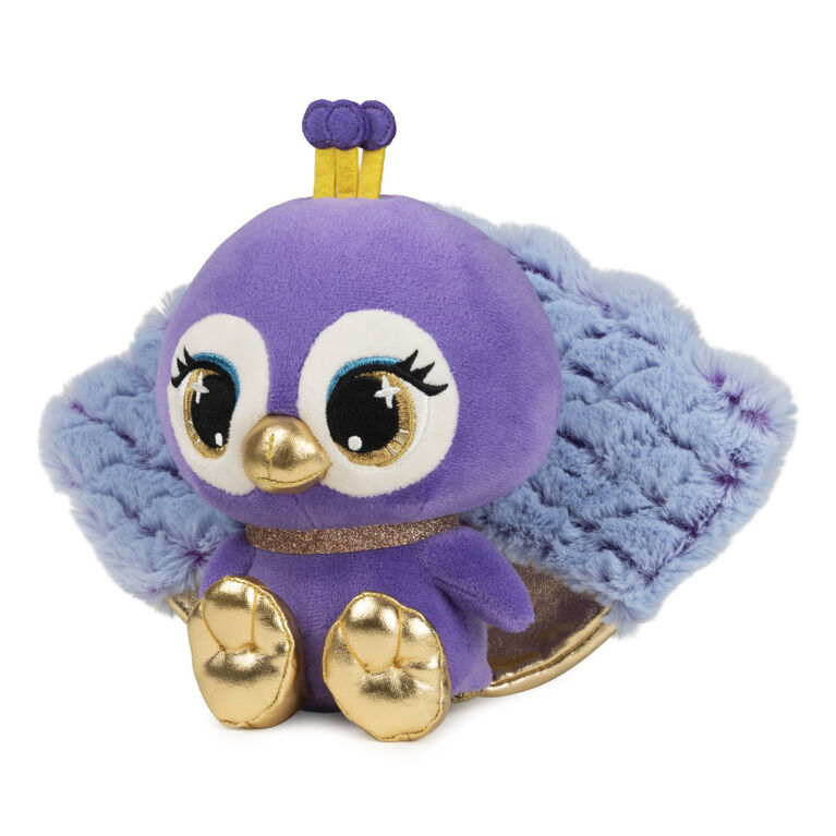 P.Lushes Designer Fashion Pets Priscilla Plume Peacock Premium Stuffed Animal, Purple/Gold, 6"