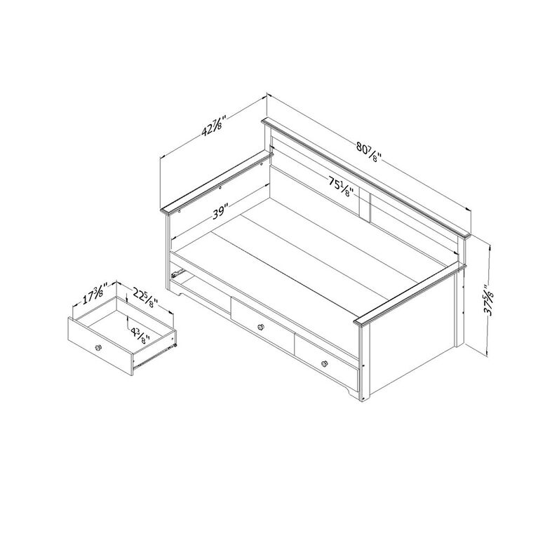 Summer Breeze Lit divan avec rangement- Chocolat