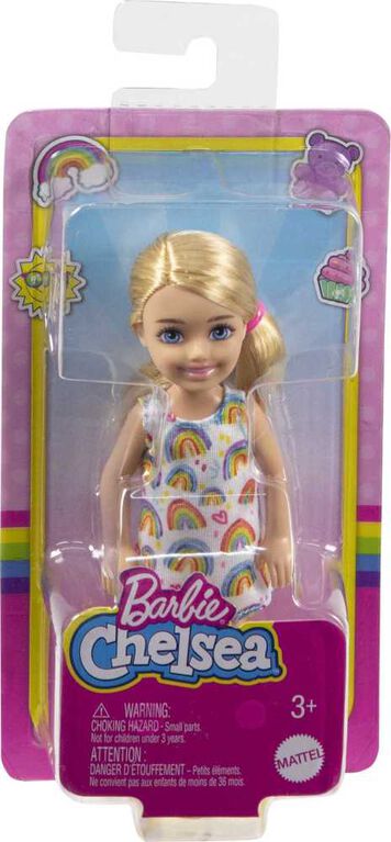 Barbie - Chelsea Doll Wearing Rainbow-Print Dress and Yellow Shoes