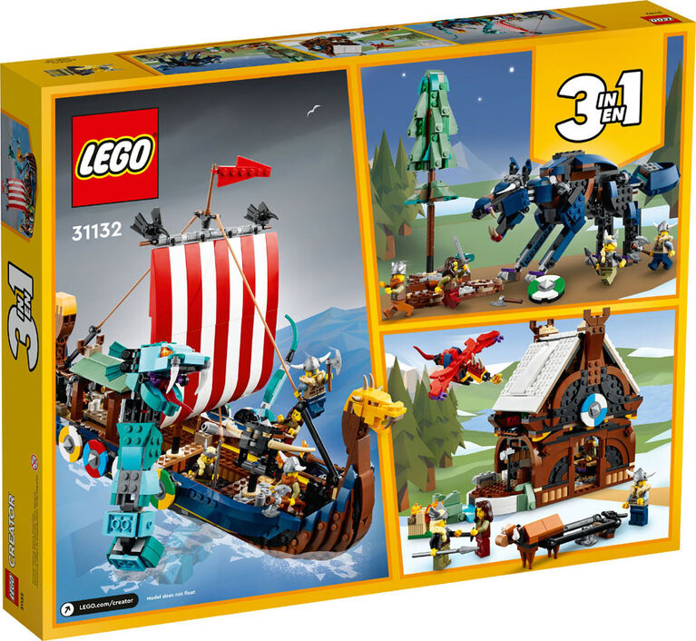 LEGO Creator 3in1 Viking Ship and the Midgard Serpent 31132 Building Kit (1,192 Pieces)