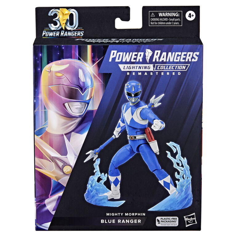 Power Rangers Lightning Collection Remastered, figurine articulée Mighty Morphin Ranger bleu de 15 cm