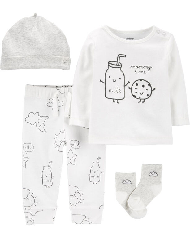 Carter's Ensemble 4 pièces Retour à la maison motif biscuit Blanc 3 mois