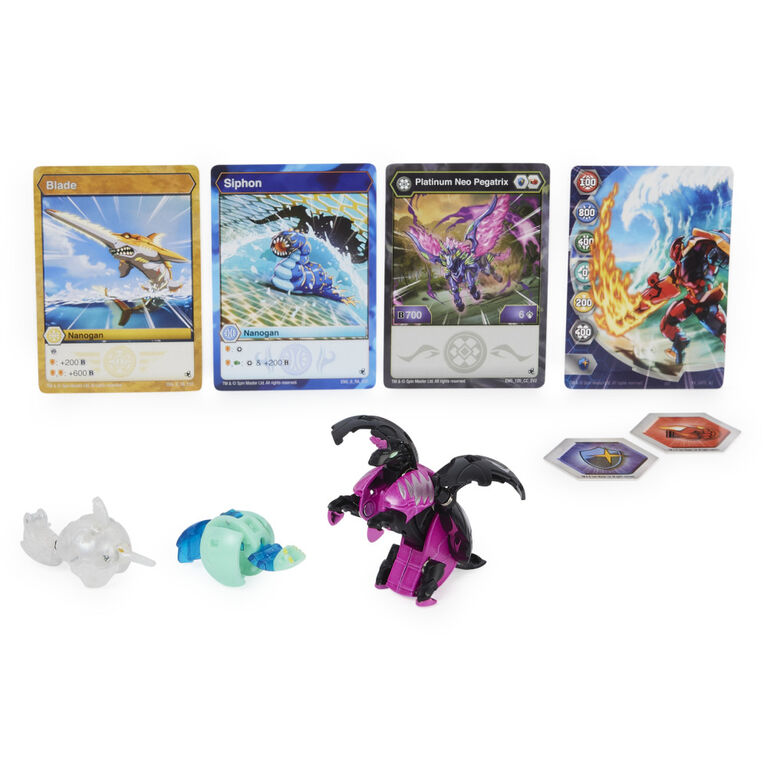 Bakugan Evolutions, Neo Pegatrix with Nano Blade and Siphon Platinum Power Up Pack