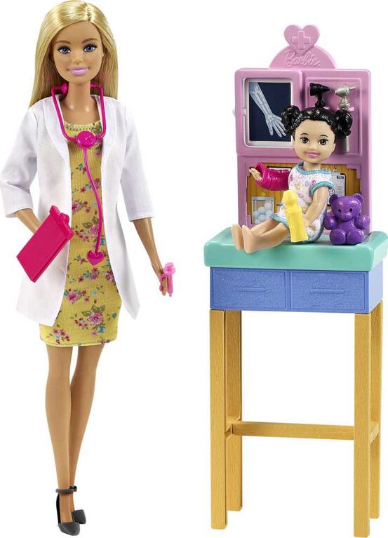 Coffret de jeu ​Barbie Pédiatre, poupée blonde