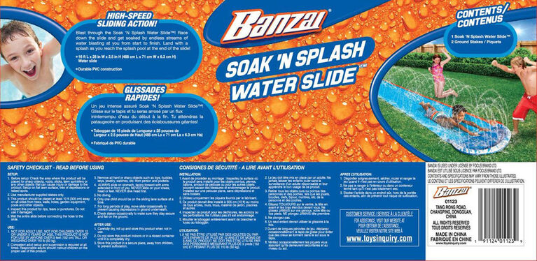 Banzai 16''L  Soak 'N Splash Water Slide