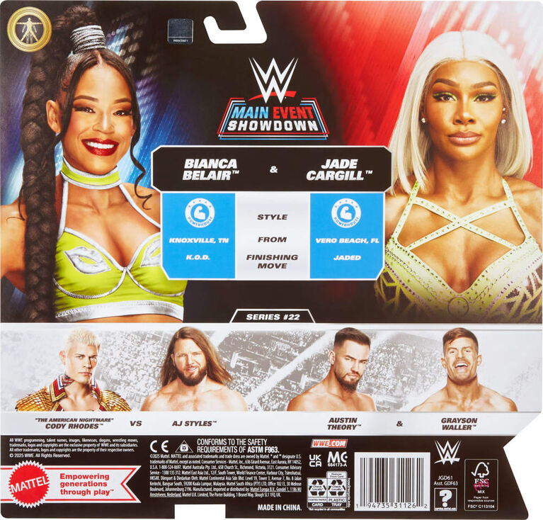 WWE Main Event Showdown Jade Cargrill & Bianca Belair Action Figures Set