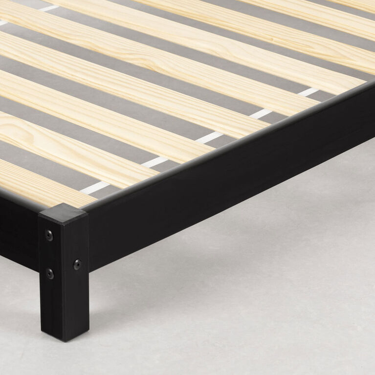 Sweedi Lit avec tête de lit maison Simple Noir mat