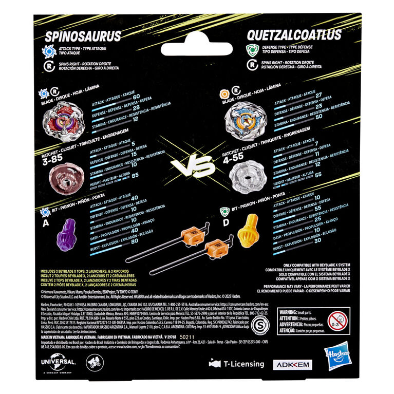 Beyblade X Jurassic World Collab Spinosaurus vs. Quetzalcoatlus Multipack Set