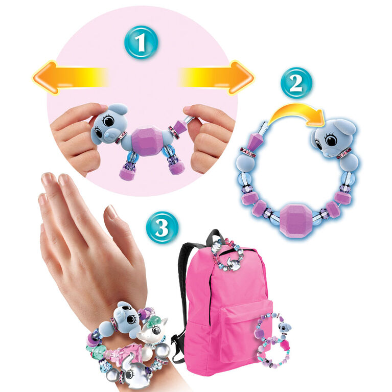 Twisty Petz - Pack de 3 - Bijoux pour enfants à collectionner Razzle Elephant, Cakepup Puppy et animal surprise