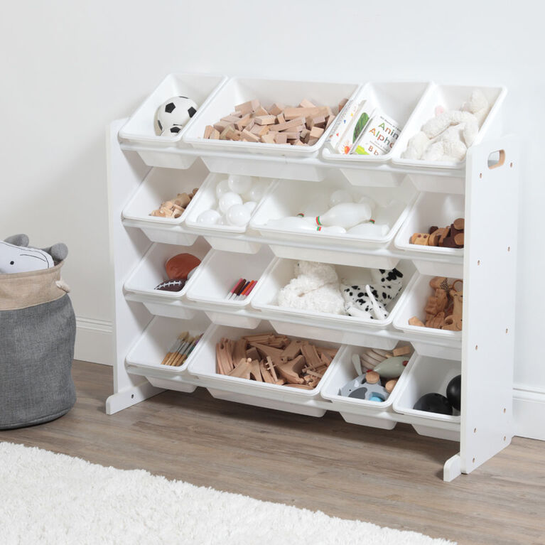 Toy Organizer with 16 Bins, White/White