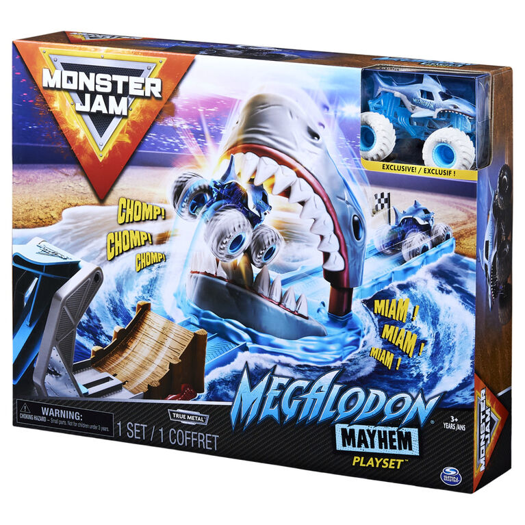 Monster Jam, Official Megalodon Mayhem Playset with Exclusive 1:64 Scale Megalodon Die-Cast Monster Truck