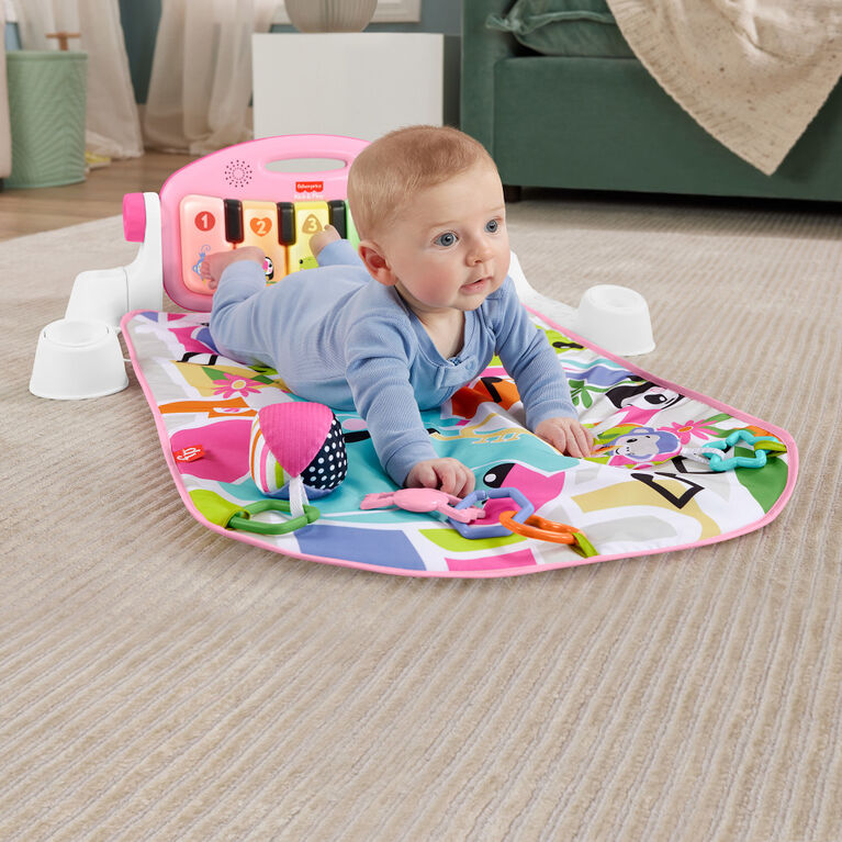 Fisher-Price Glow and Grow Kick & Play Piano Gym Baby Playmat with Musical Learning Toy, Pink - English Edition