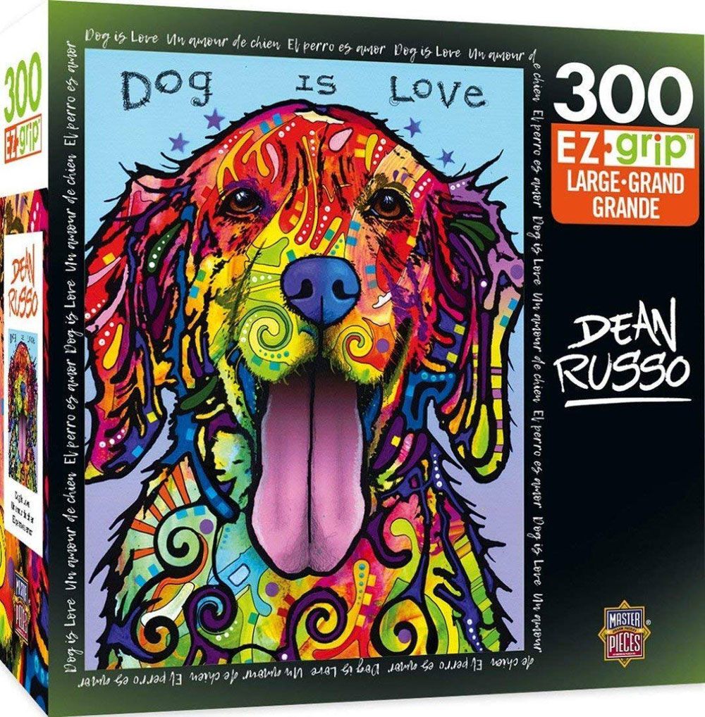 Masterpieces EZ Grip Dean Russo Dog is Love Colorful Dog Jigsaw Puzzle 300 Piece