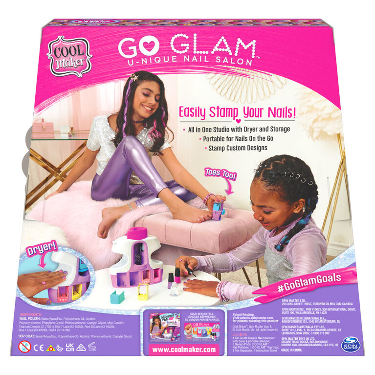 Cool Maker, GO GLAM U-nique Nail Salon, Salon de manucure avec machine à  ongles transportable, 5 cartouches de motifs et sèche-ongles