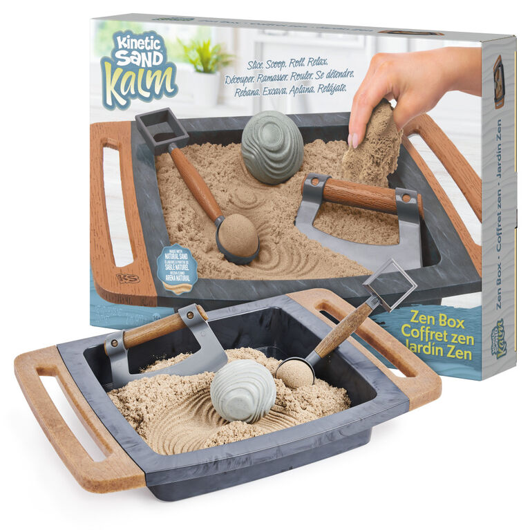 Kinetic Sand Kalm, Zen Garden Box Fidget Toy with All-Natural Kinetic Sand and 3 Tools for Relaxing Play, Sensory Toys