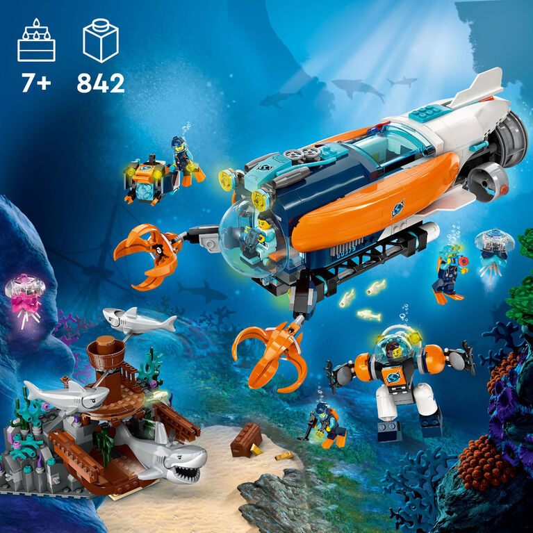 LEGO City Deep-Sea Explorer Submarine 60379 Building Toy Set (842 Pieces)