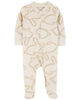Carter's Bunny Two Way Zip Cotton Sleep and Play Ivory 3M