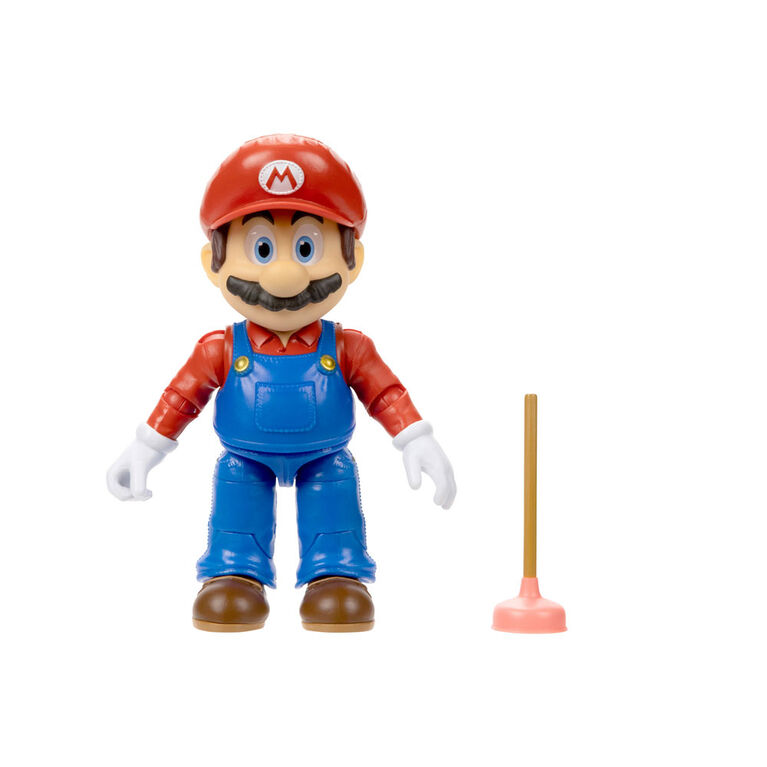 Super Mario Bros Le Film - Série de figurines de 5" avec accessoire - Figurine Mario avec Débouchoir comme accessoire