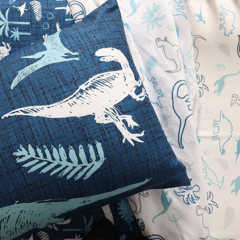 3-Piece Toddler Bedding Set, Blue Dinosaur