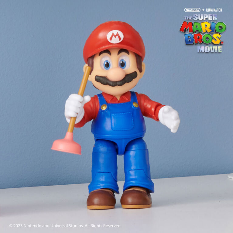 Super Mario Bros Le Film - Série de figurines de 5 avec accessoire - Figurine  Mario avec Débouchoir comme accessoire