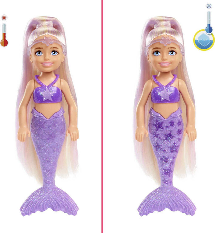 Barbie Chelsea Color Reveal Doll with 6 Surprises, Rainbow Mermaid Series