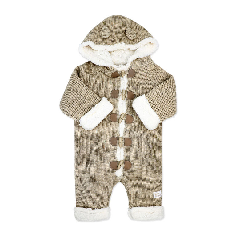 Rock a Bye Baby Combinaison en tricot véritable avec doublure en sherpa : flocons d'avoine, 0-3 mois