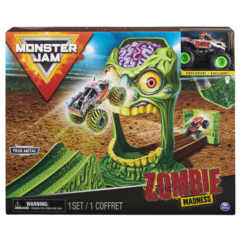 Monster Jam, Official Zombie Madness Playset Featuring Exclusive 1:64 Scale Die-Cast Zombie Monster Truck