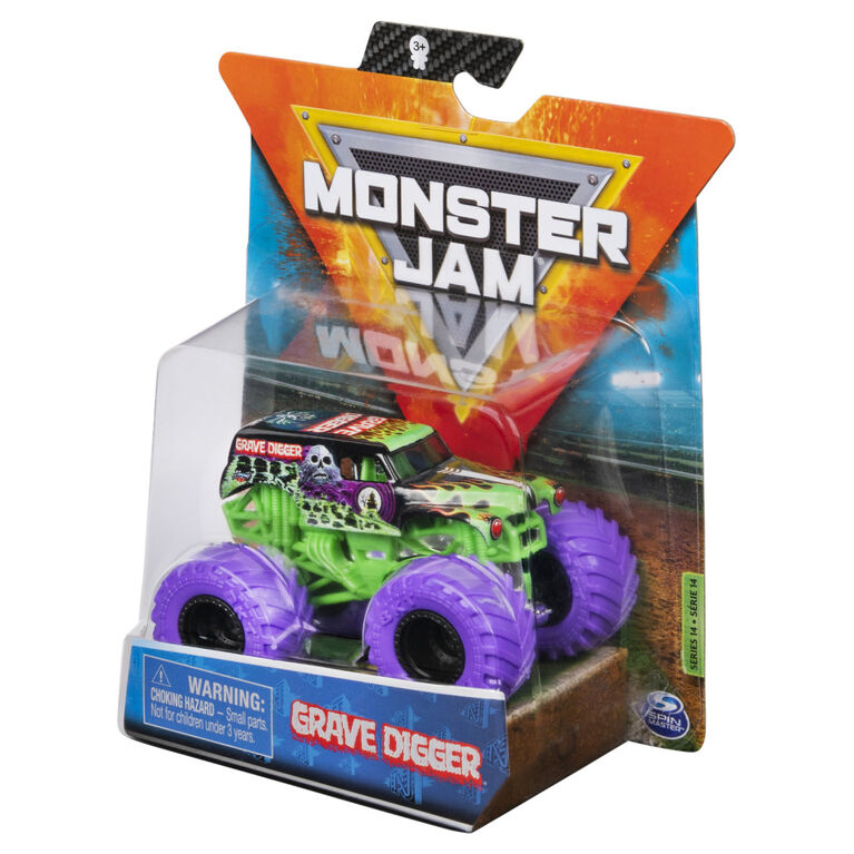 Monster Jam, Official Grave Digger Monster Truck, Die-Cast Vehicle, Nitro Neon Series, 1:64 Scale