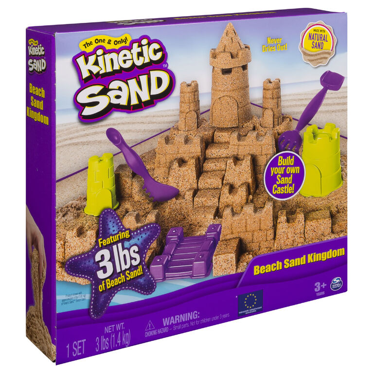 Kinetic Sand - Beach Sand Kingdom Playset with 3lbs of Beach Sand