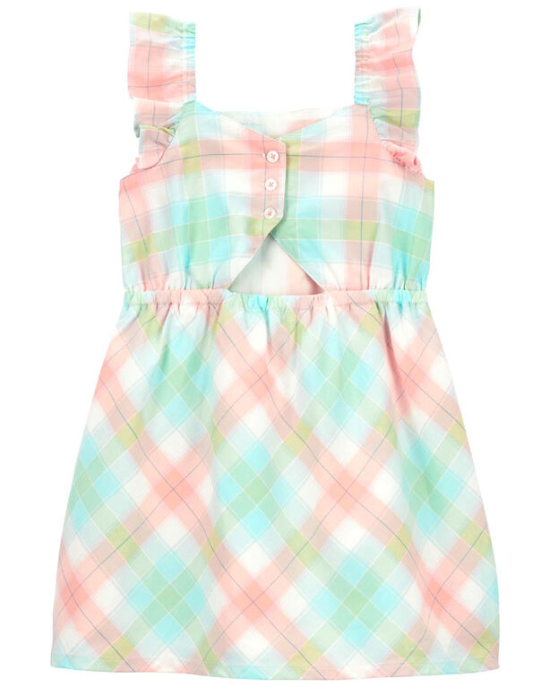 Carter's Plaid Flutter Dress Blue 4T