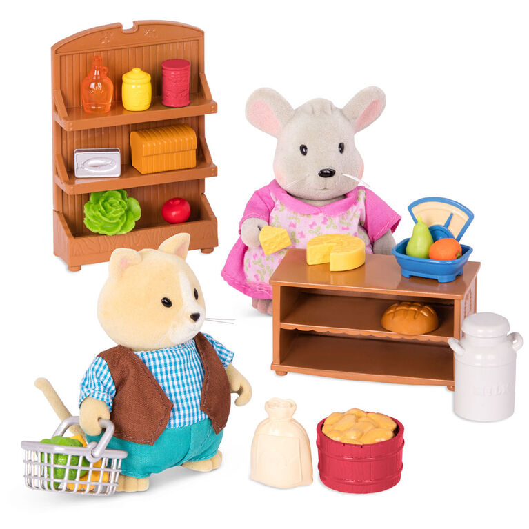 Épicerie, Li'l Woodzeez, Ensemble d'accessoires pour magasin avec aliments-jouets