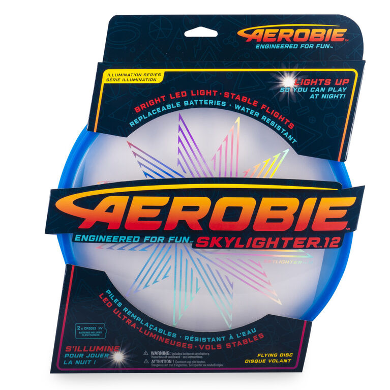 Aerobie Skylighter Disc - 12 Inch LED Light Up Flying Disc - Blue