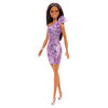 Barbie Doll, Brunette, Wearing Shimmery Purple Dress, Silvery Shoes and Silvery Bracelet