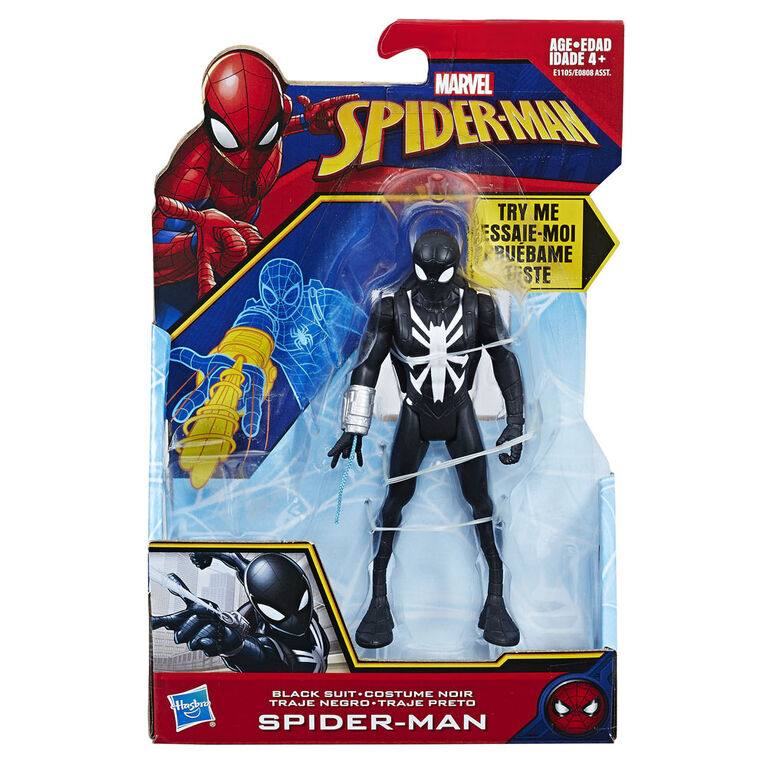 Spider-Man - Figurine Spider-Man en costume noir de 15 cm.