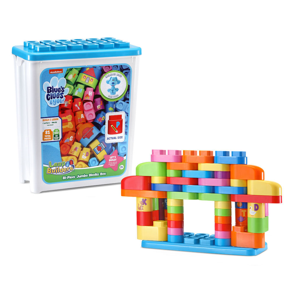 LeapFrog LeapBuilders Blue s Clues You 81 Piece Jumbo Blocks Box English Edition