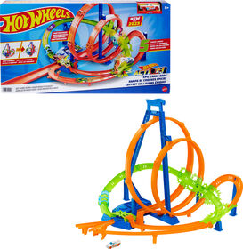 Hot Wheels Track Set with 5 Crash Zones, Motorized Booster and 1 Hot Wheels Car