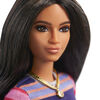 Barbie - Fashionistas #147 - Poupée Barbie avec Longs Cheveux Bruns et Robe à Rayures