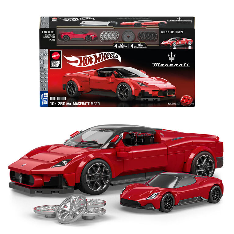 Mattel Brick Shop Hot Wheels Maserati MC20 Building Toy Kit (250 Pieces), for Collectors