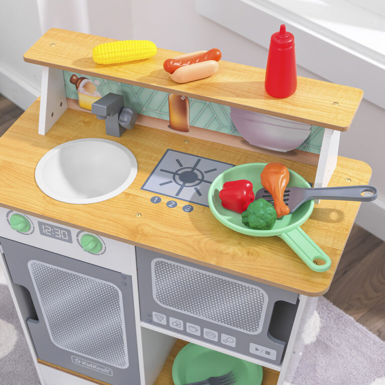 KidKraft Serve-in-Style Wooden Toddler Play Kitchen with 10 Pieces - R Exclusive