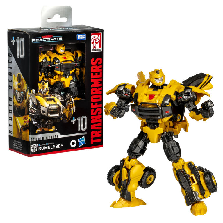 Transformers Generations Studio Series, figurine 10 Bumblebee Gamer Edition classe Deluxe,  Transformers: Reactivate