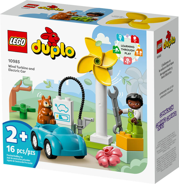 LEGO DUPLO Town L'éolienne et la voiture électrique 10985 Ensemble de jeu de construction (16 pièces)