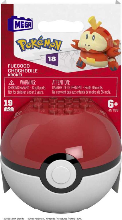 MEGA - Pokémon - Figurine articulée - Chochodile, Pokéball (19 pièces)