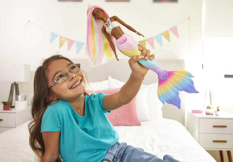 ​Barbie Dreamtopia Rainbow Magic Mermaid Doll with Rainbow Hair and Water-Activated Color Change Feature