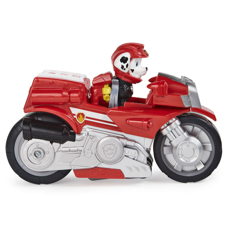 PAW Patrol, Moto Pups Marshall's Deluxe Pull Back Motorcycle Vehicle with Wheelie Feature and Figure