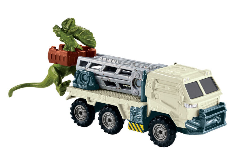 Matchbox - Jurassic World - Transporteurs de dinosaures - Véhicule et figurine - Dilopho-Loader.